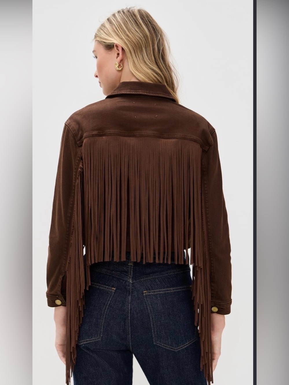 $445 LAGENCE Brown Fringe Crop Jacket -NWT small